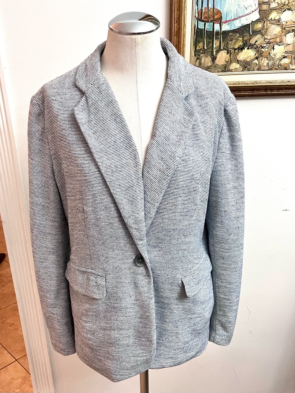 LOFT Gray Textured Single-Button Blazer